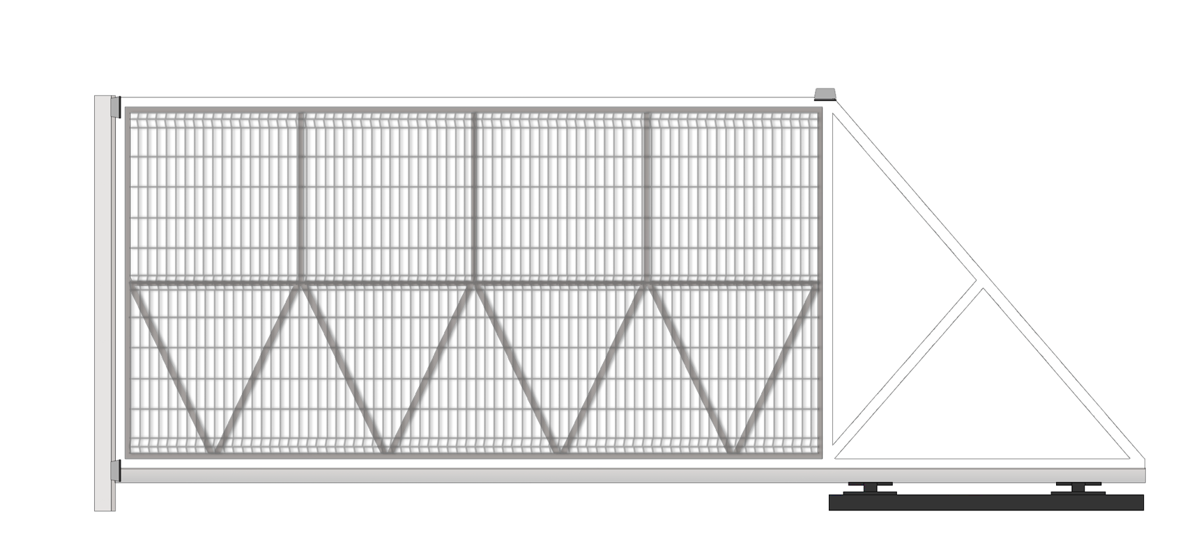 Откатные уличные ворота Сетка 3D